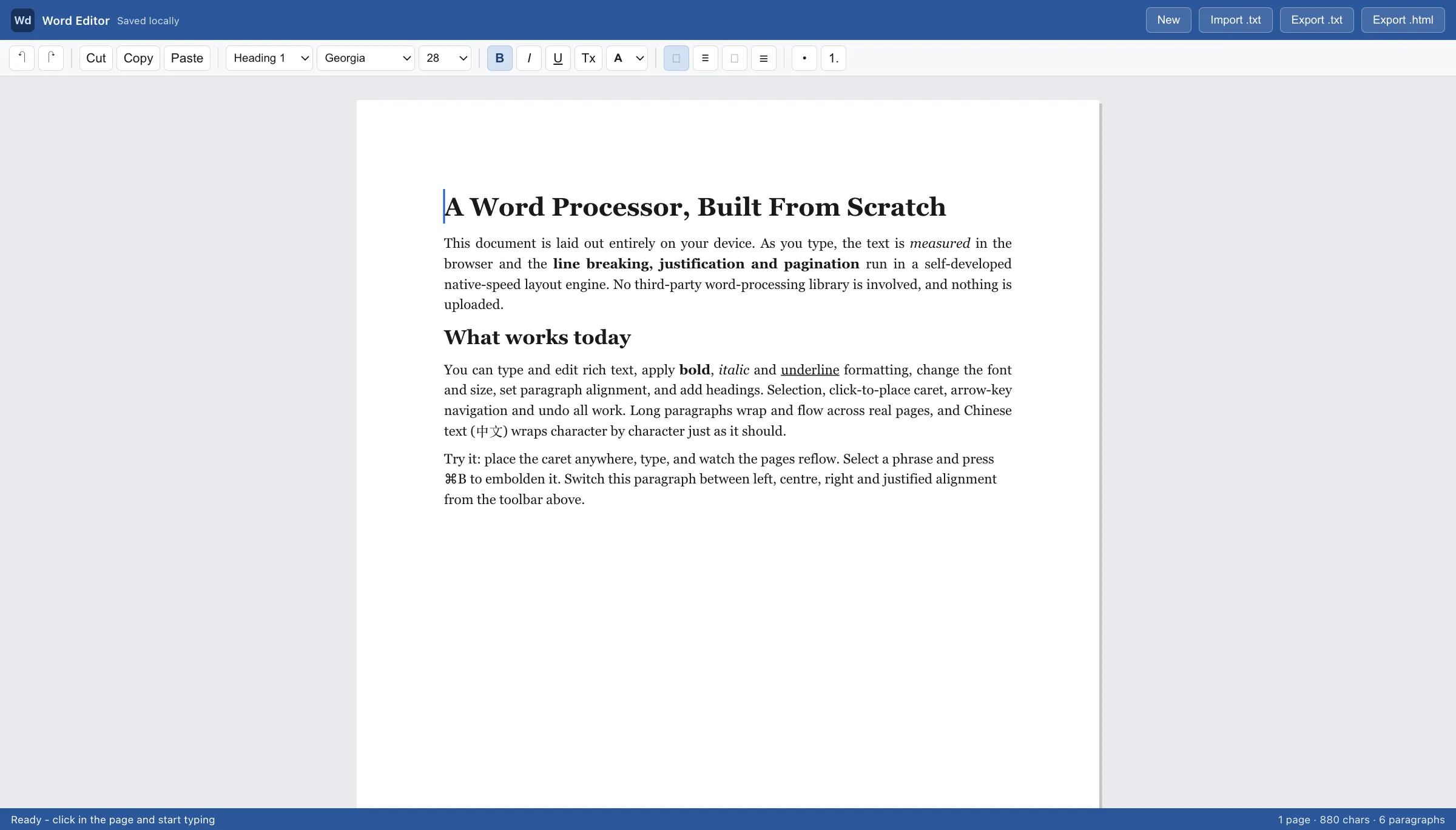 The EditItAll Document Editor running in a browser tab, with nothing uploaded